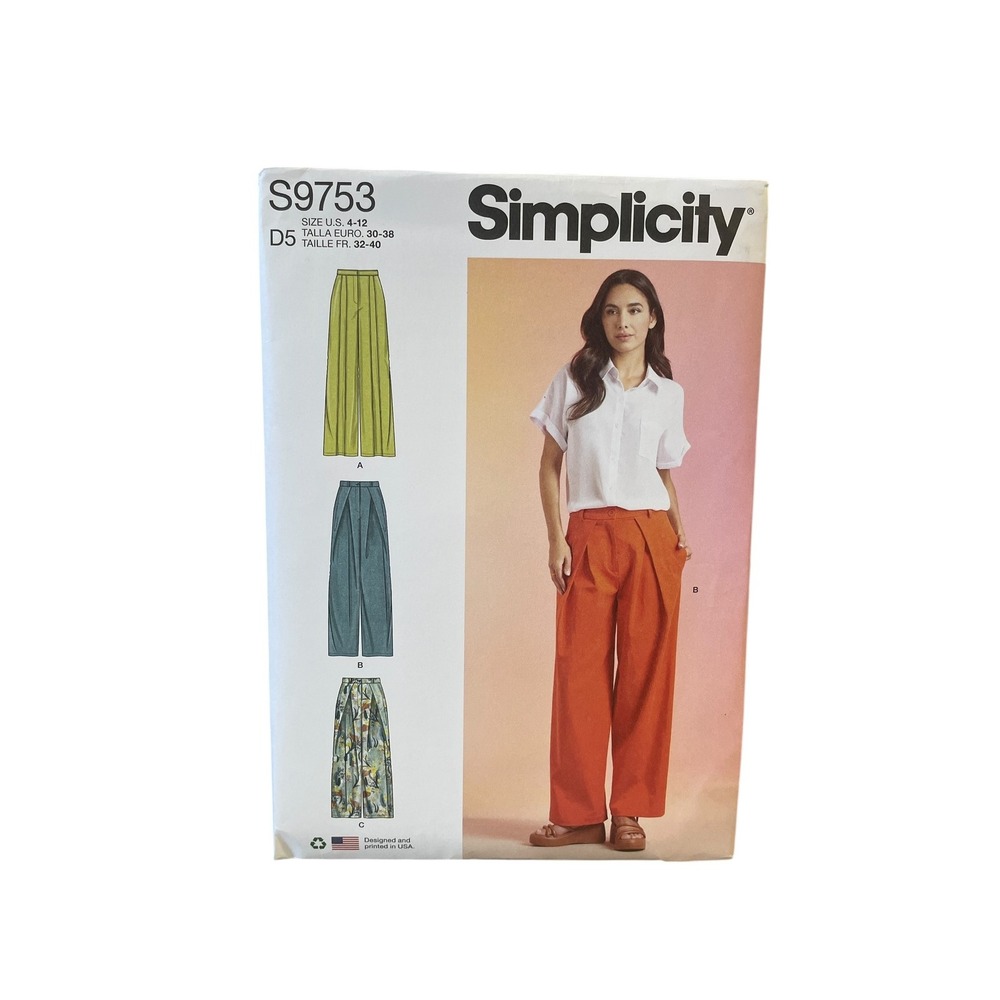 Simplicity S9753 Misses' Wide Leg Pants Sewing Pattern Size 4-12